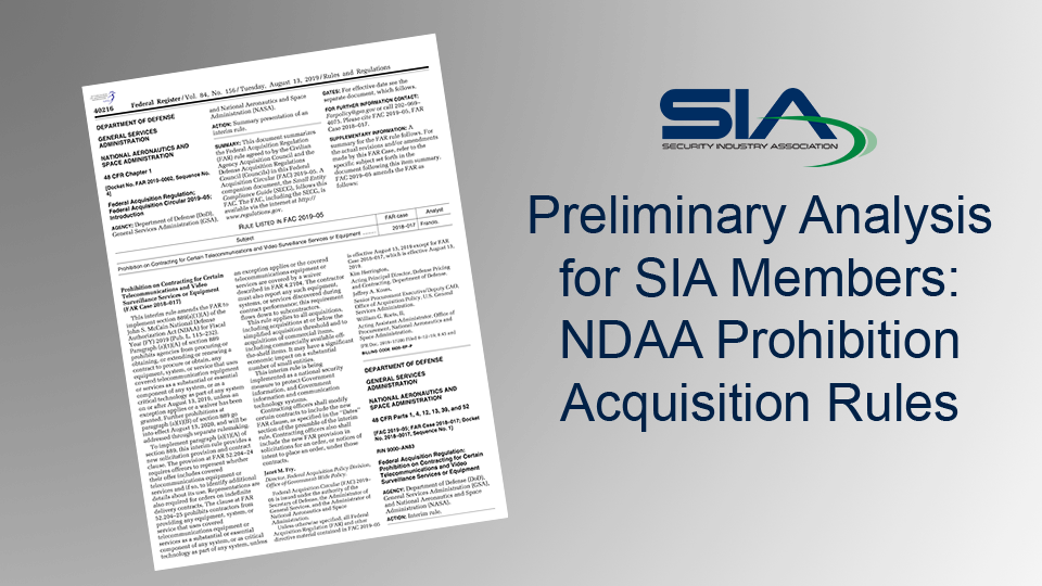 Acquisition Rules of NDAA Prohibition of Chinese Video Surveillance Products