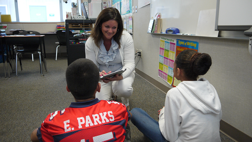 person using Catapult service with students