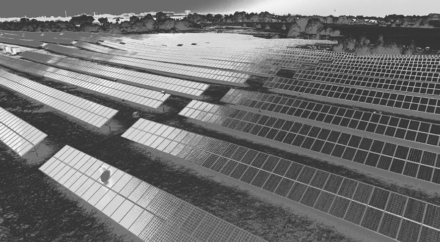 Thermographic aerial view of a photovoltaic park