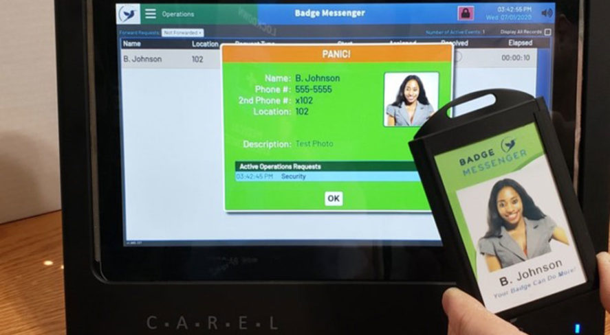 command center showing Panic message from Badge Messenger