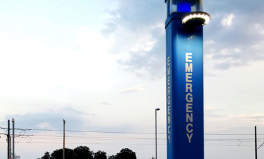 A "blue light" phone emergency call box