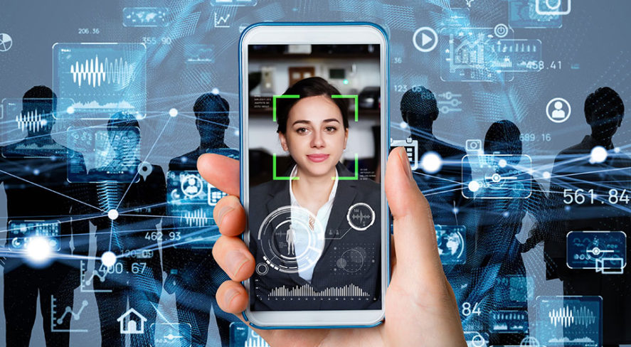 facial recognition being used on mobile device