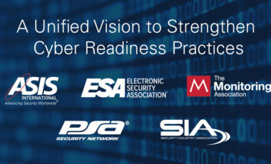 ASIS, ESA, TMA, PSA and SIA logos; "A unified vision to strengthen cyber readiness practices"