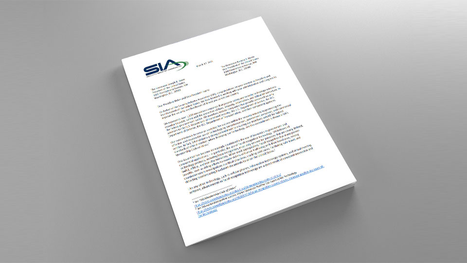 SIA Letter to POTUS VPOTUS on Biometrics