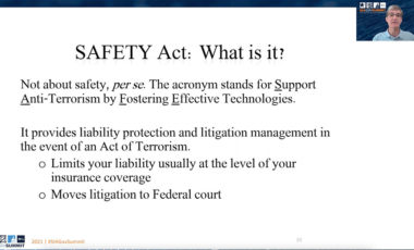 SAFETY Act: What Is It? Screenshot from GovSummit session