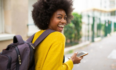 college student smiling