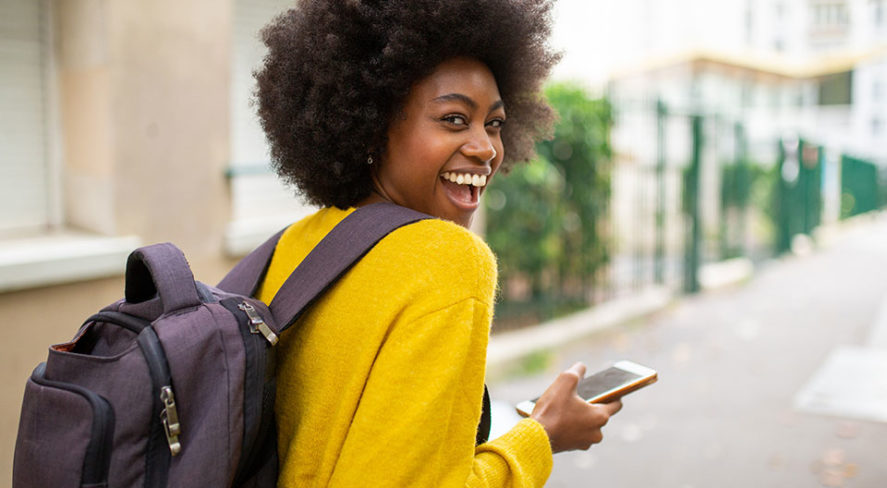 college student smiling