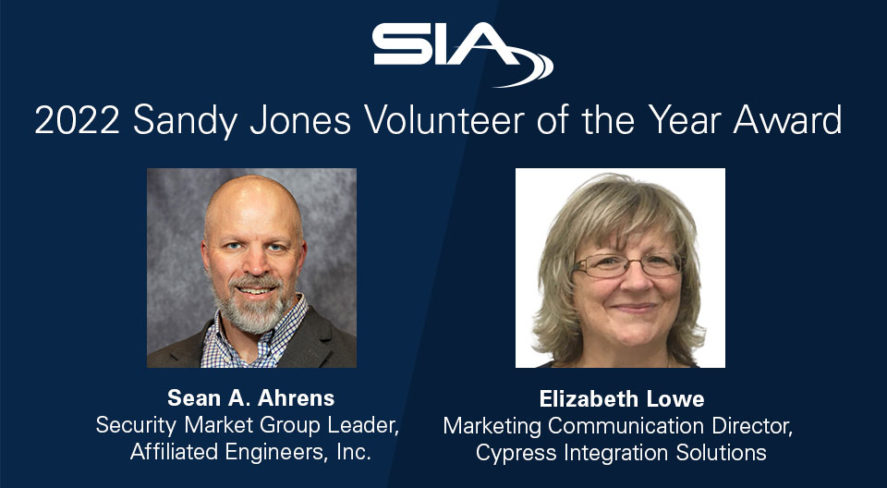 SIA 2022 Sandy Jones Volunteer of the Year Award, Sean A. Ahrens, Elizabeth Lowe