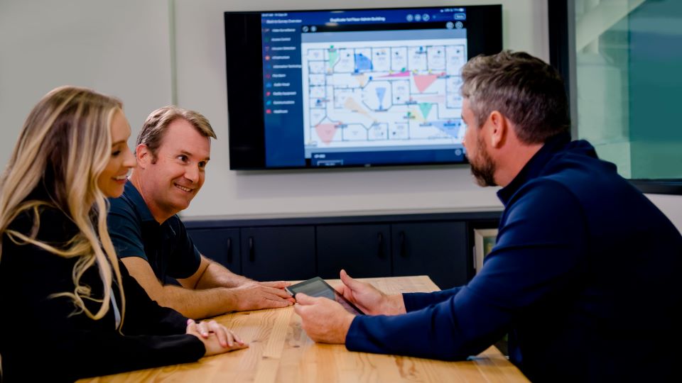 team collaborating in conference room