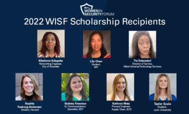 2022 SIA Women in Security Forum Scholarship Winners: Kike Adegoke-Ode, Lily Chen, Tia Eskandari, Sophie Faaborg-Andersen, Sydney Freeman, Kathryn Maly, Taylor Scala