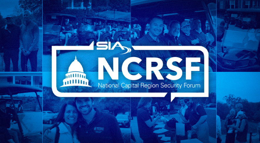 SIA National Capital Region Security Forum logo, photos of golfers