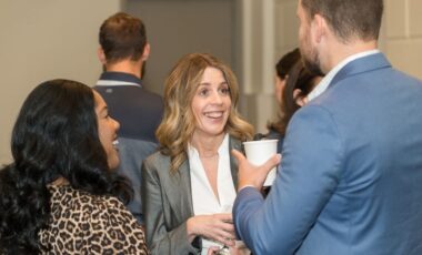 smiling professionals networking