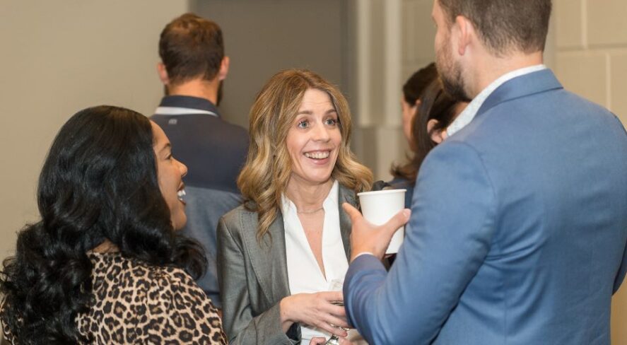 smiling professionals networking