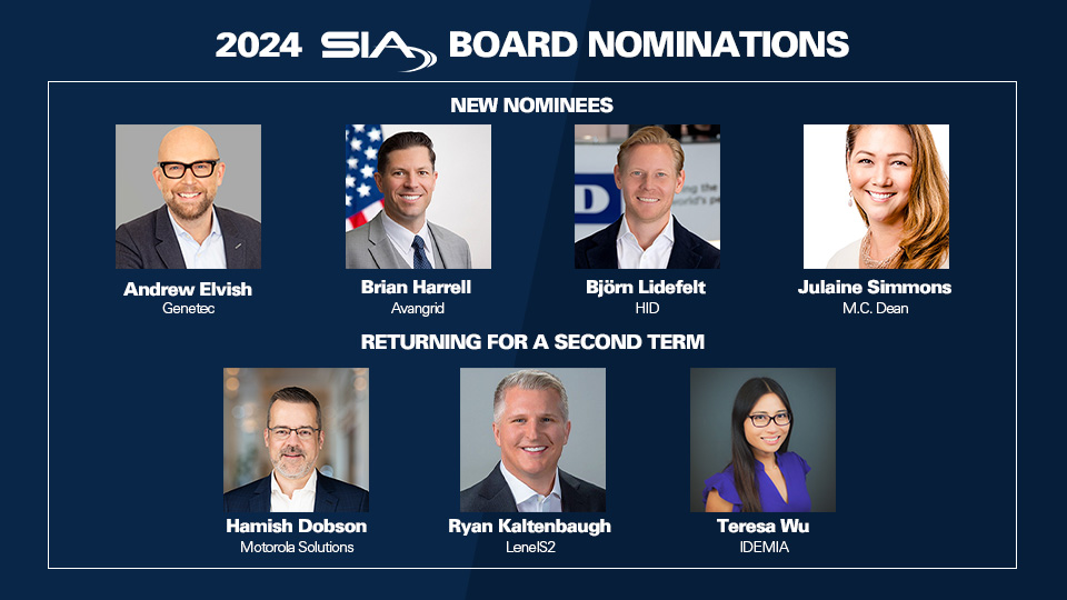 SIA Board Nominations: New Nominees: Andrew Elvish, Brian Harrell, Bjorn Lidefelt, Julaine Simmons Returning for a Second Term: Hamish Dobson, Ryan Kaltenbaugh, Teresa Wu