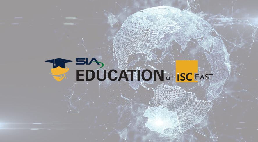 SIA Education at ISC East logo on top of cybersecurity concept image