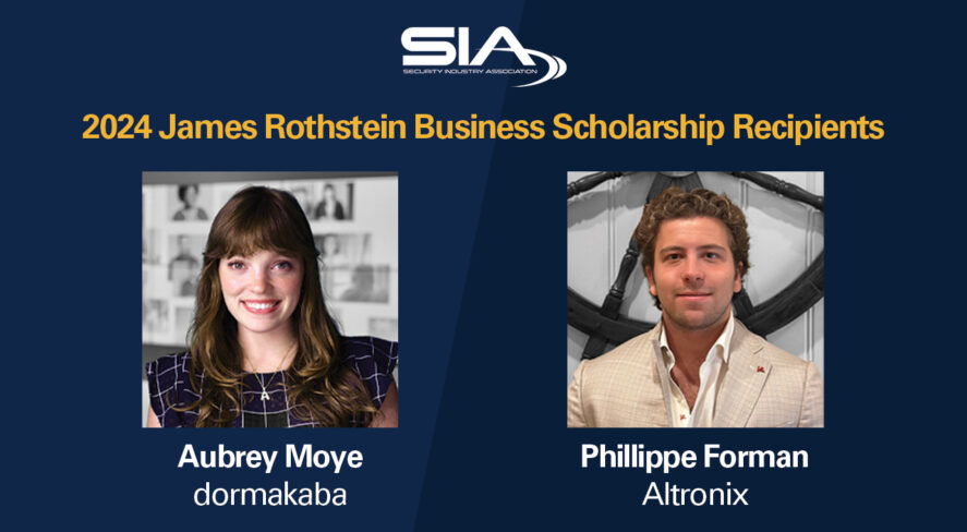 SIA 2024 James Rothstein Business Scholarship Recipients: Aubrey Moye, dormakaba; Phillippe Forman, Altronix