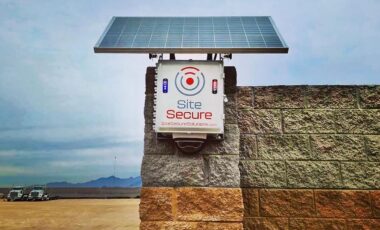 Site Seure logo on wall-mounted camera