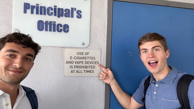 Co-founders Garrison and Jack visiting a customer in California
