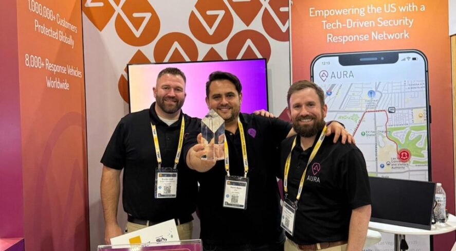 AURA team at ISC West showing off their NPS Award