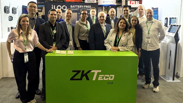 Jessica Hecht and Arturo Falck with the ZKTeco team at ISC West 2025