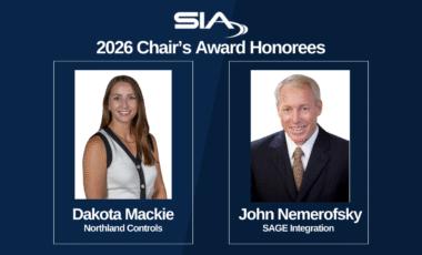 SIA Chairs' Award Honorees Dakota Mackie, Northland Controls John Nemerofsky, SAGE Integration