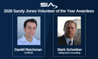 SIA 2026 Sandy Jones Volunteers of the Year Daniel Reichman, Ai-RGUS Mark Schreiber, Safeguards Consulting